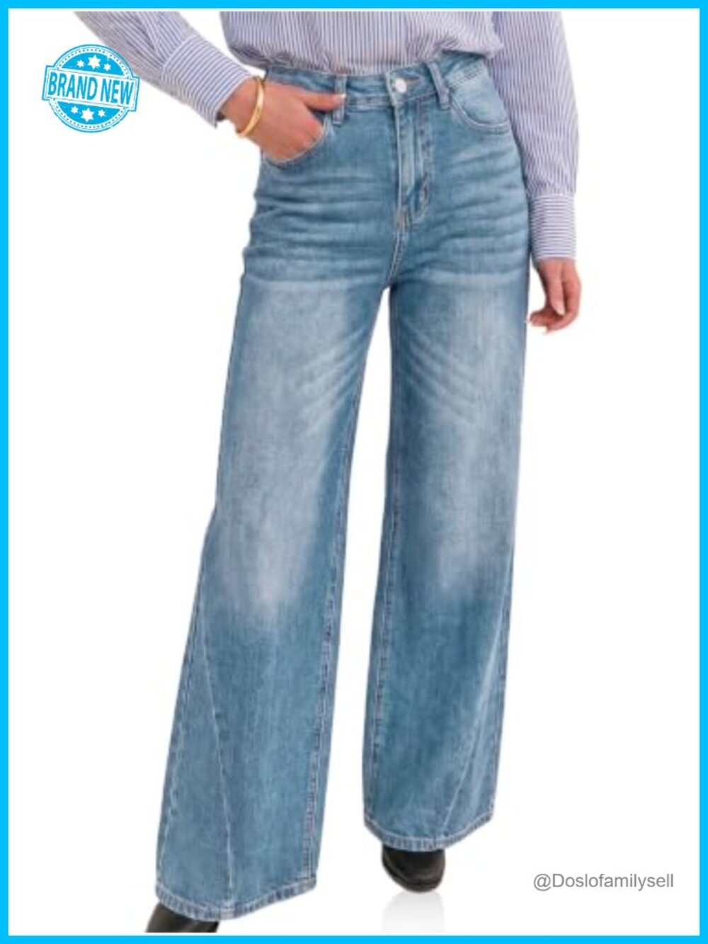 High Waisted Wide Leg Bootcut Jeans Lyocell Cotton Blend